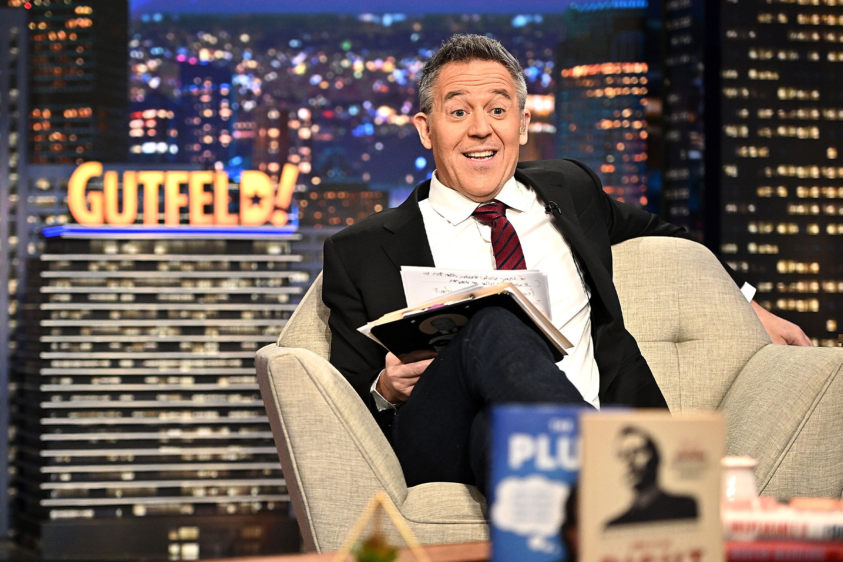 Greg Gutfeld hosts "Gutfeld!" at Fox News Channel Studios on February 14, 2023 in New York City. (Steven Ferdman/Getty Images)