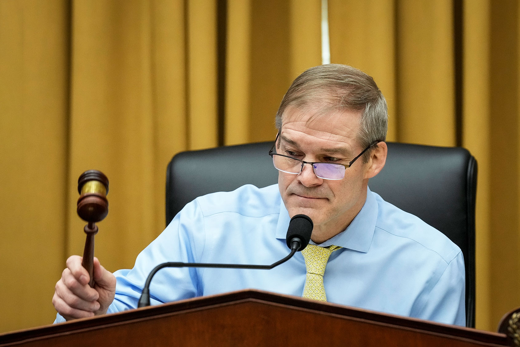 U.S. Rep. Jim Jordan (R-OH), Chairman of the House Judiciary Committee, strikes the gavel to start a hearing on U.S. southern border security on Capitol Hill, February 01, 2023 in Washington, DC. (Drew Angerer/Getty Images)