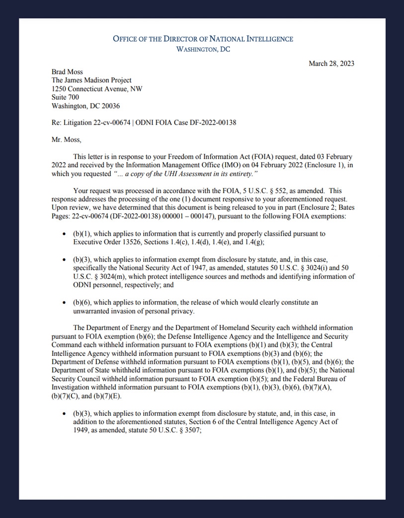 Declassified U.S. intelligence report