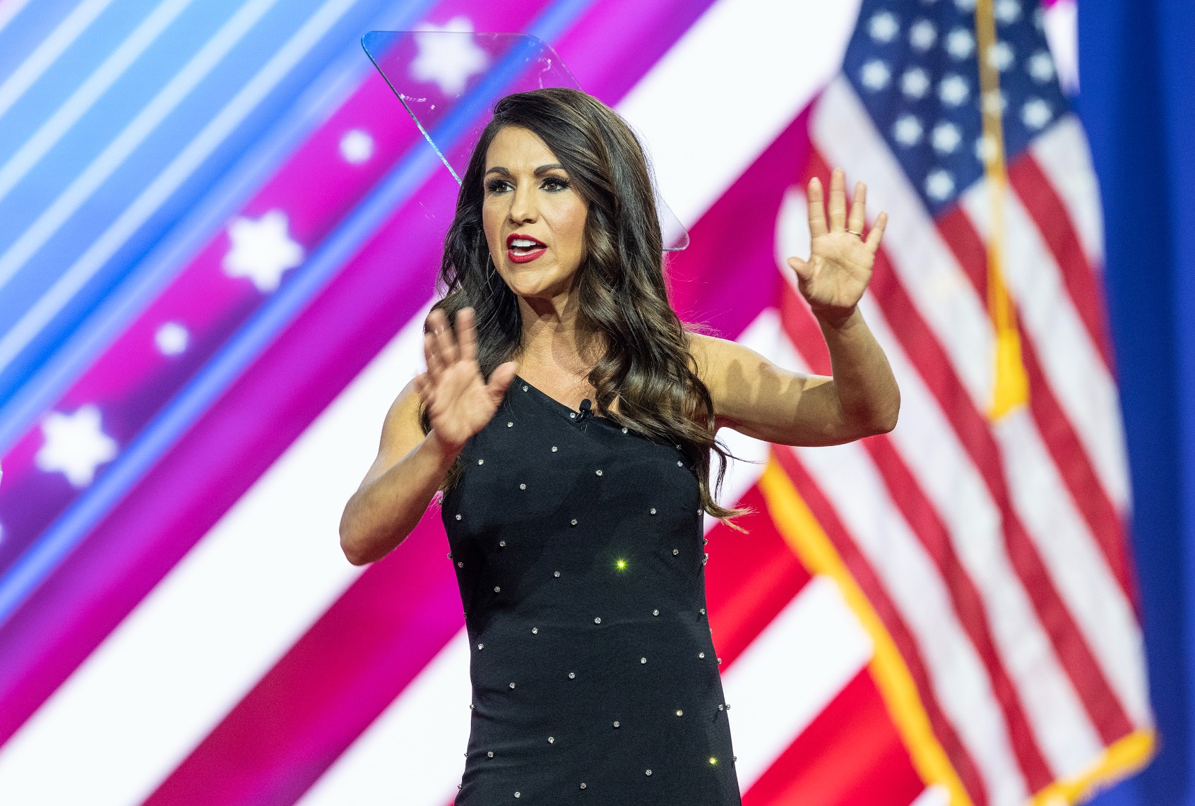 Rep. Lauren Boebert speaks at CPAC at Gaylord National Harbor Resort & Convention on March 4, 2023. (Photo by Lev Radin/Pacific Press/LightRocket via Getty Images)