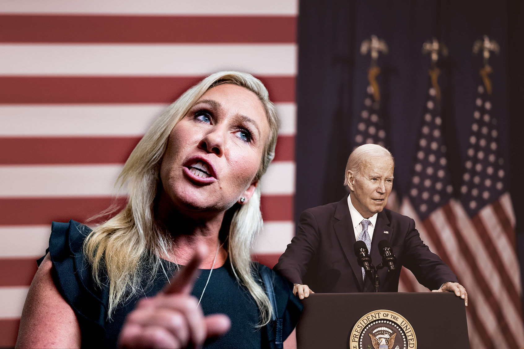 Marjorie Taylor Greene and Joe Biden (Photo illustration by Salon/Getty Images)