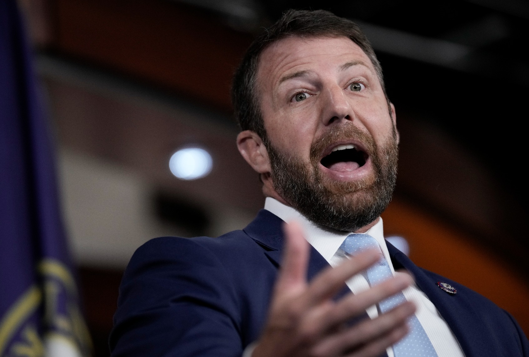 Markwayne Mullin (R-OK) speaks during a news conference at the U.S. Capitol August 12, 2022 in Washington, DC. (Drew Angerer/Getty Images)