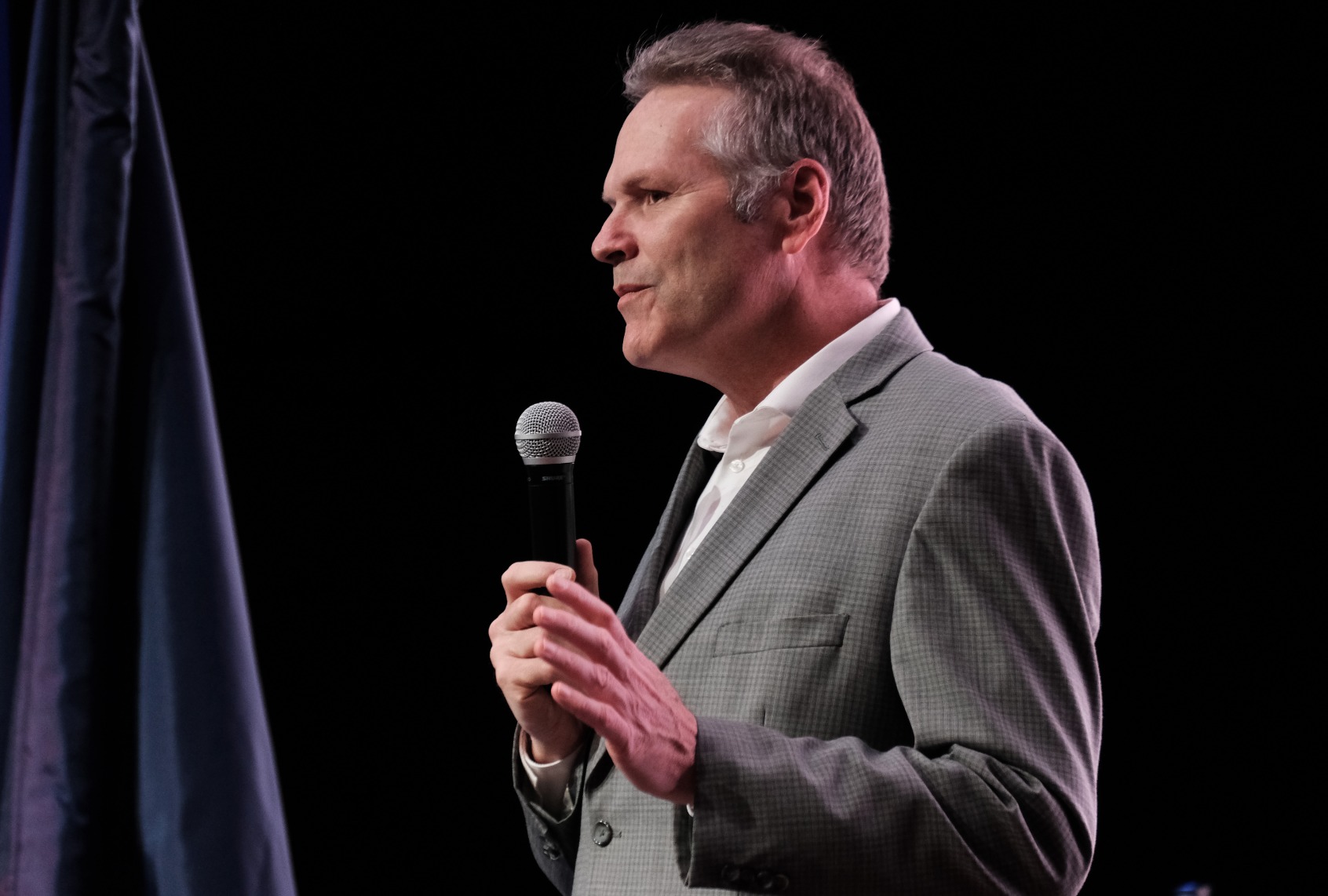 Alaskan Governor Mike Dunleavy at event hosted by the Alaska Republican Party on November 06, 2022 in Anchorage, Alaska. (Spencer Platt/Getty Images)