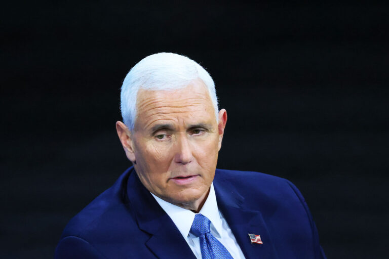 Former Vice President Mike Pence speaks during the New York Times DealBook Summit in the Appel Room at the Jazz At Lincoln Center on November 30, 2022 in New York City. (Michael M. Santiago/Getty Images)