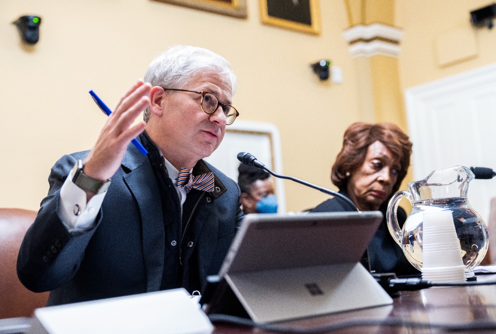 Reps. Patrick McHenry, R-N.C., testifies during the House Rules Committee meeting on a resolution denouncing the horrors of socialism, in the U.S. Capitol on Tuesday, January 31, 2023. (Tom Williams/CQ-Roll Call, Inc via Getty Images)