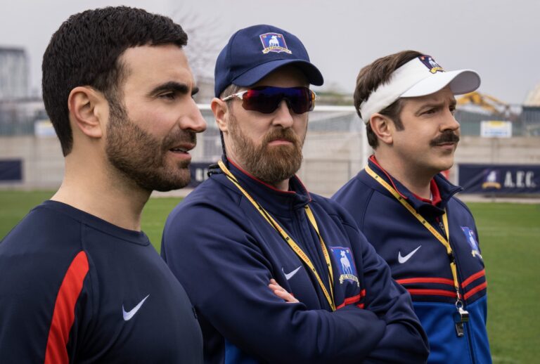 Brett Goldstein, Brendan Hunt and Jason Sudeikis in "Ted Lasso" (Apple TV+)