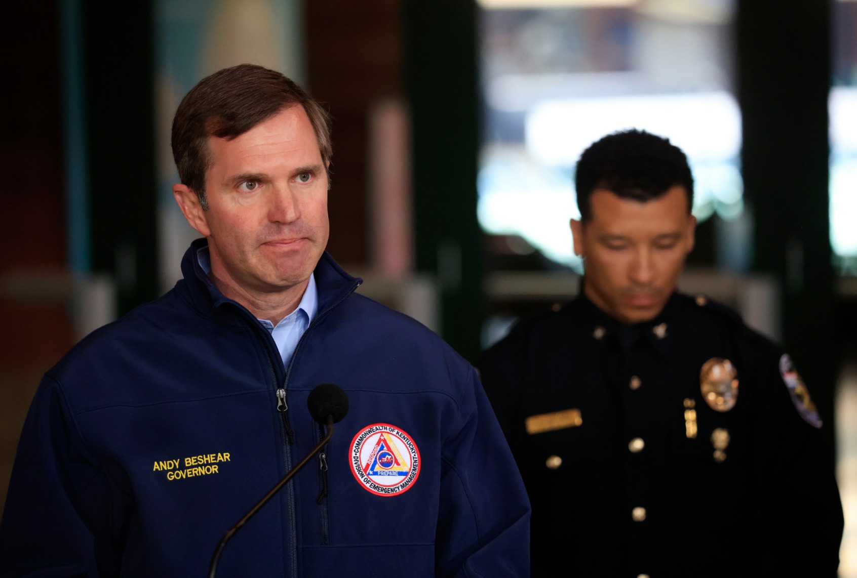 Andy Beshear, Governor of Kentucky, speaks during a news conference after a gunman opened fire at the Old National Bank building on April 10, 2023 in Louisville, Kentucky. (Luke Sharrett/Getty Images)