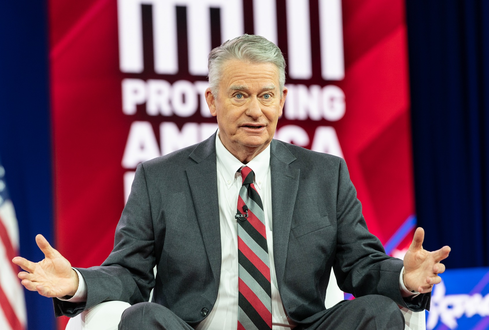 Brad Little, Governor of Idaho, speaks at the CPAC Washington, DC conference at Gaylord National Harbor Resort & Convention. (Lev Radin/Pacific Press/LightRocket via Getty Images)