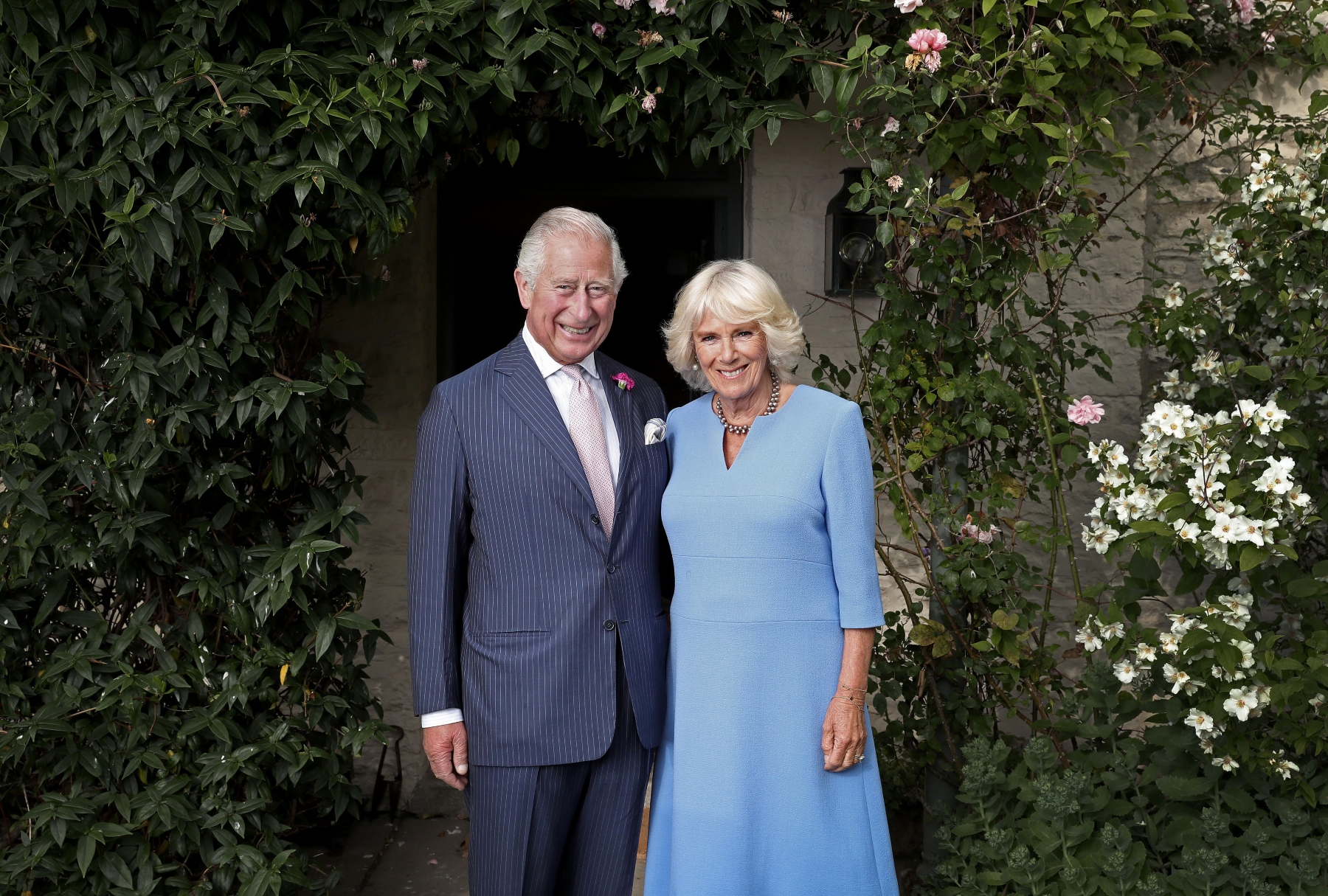 HRH Prince Charles, Prince of Wales and Her Royal Highness Camilla, Duchess of Cornwall pose for an official portrait to celebrate Wales Week 2019 taken at their Welsh residence Llwynywormwood on July 2, 2019 in Myddfai, Wales (Chris Jackson/Getty Images)