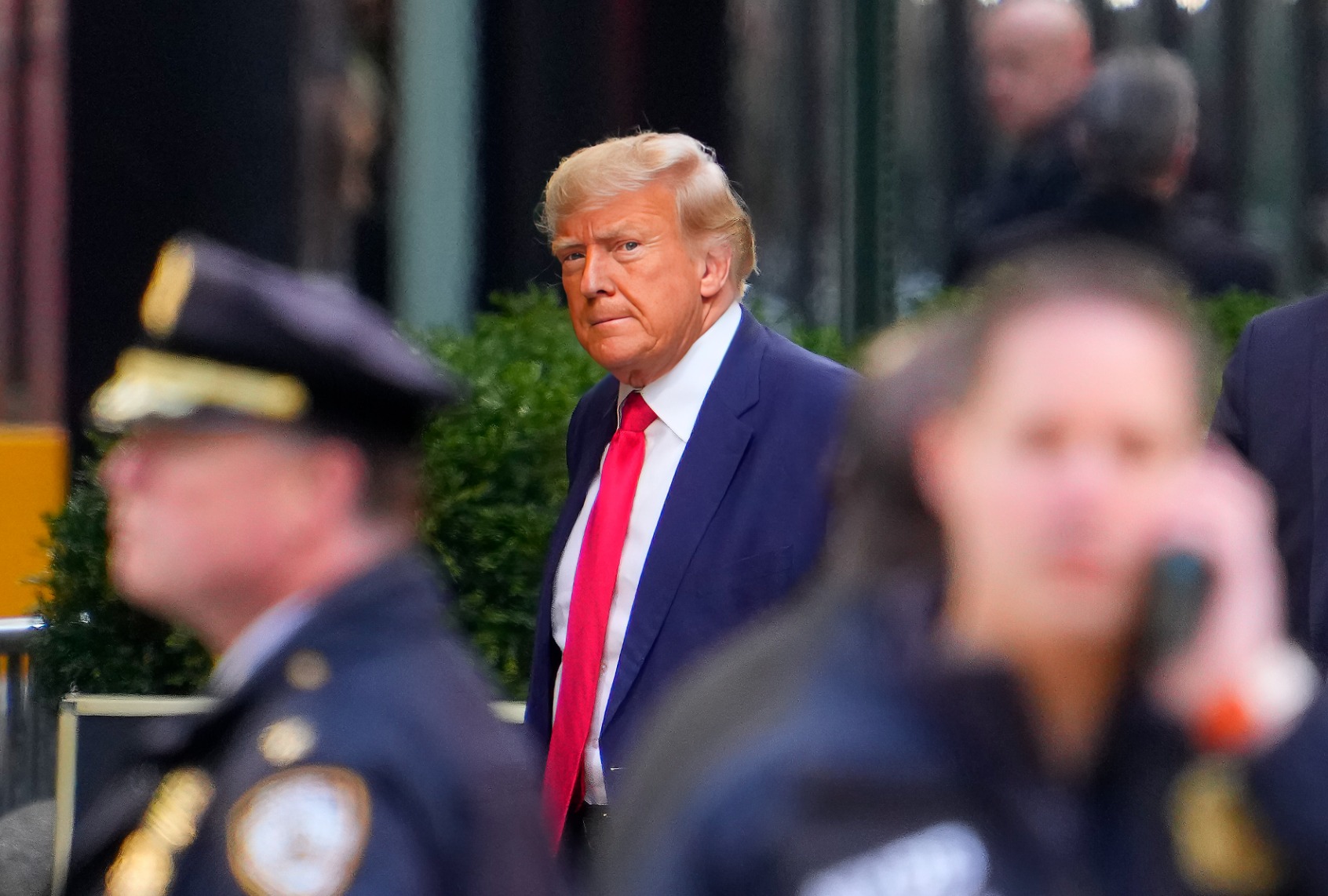 Former President Donald Trump arrives at Trump Tower on April 03, 2023 in New York City. (Gotham/GC Images via Getty Images)