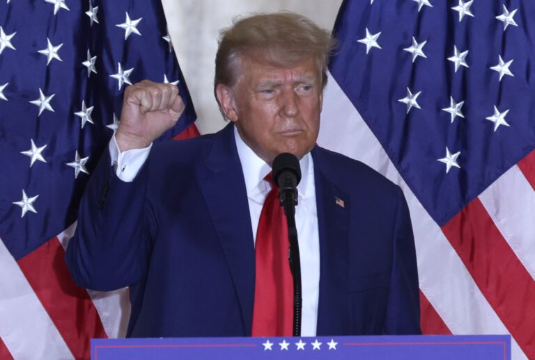 Former President Donald Trump speaks during an event at Mar-a-Lago April 4, 2023 in West Palm Beach, Florida. (Alex Wong/Getty Images)