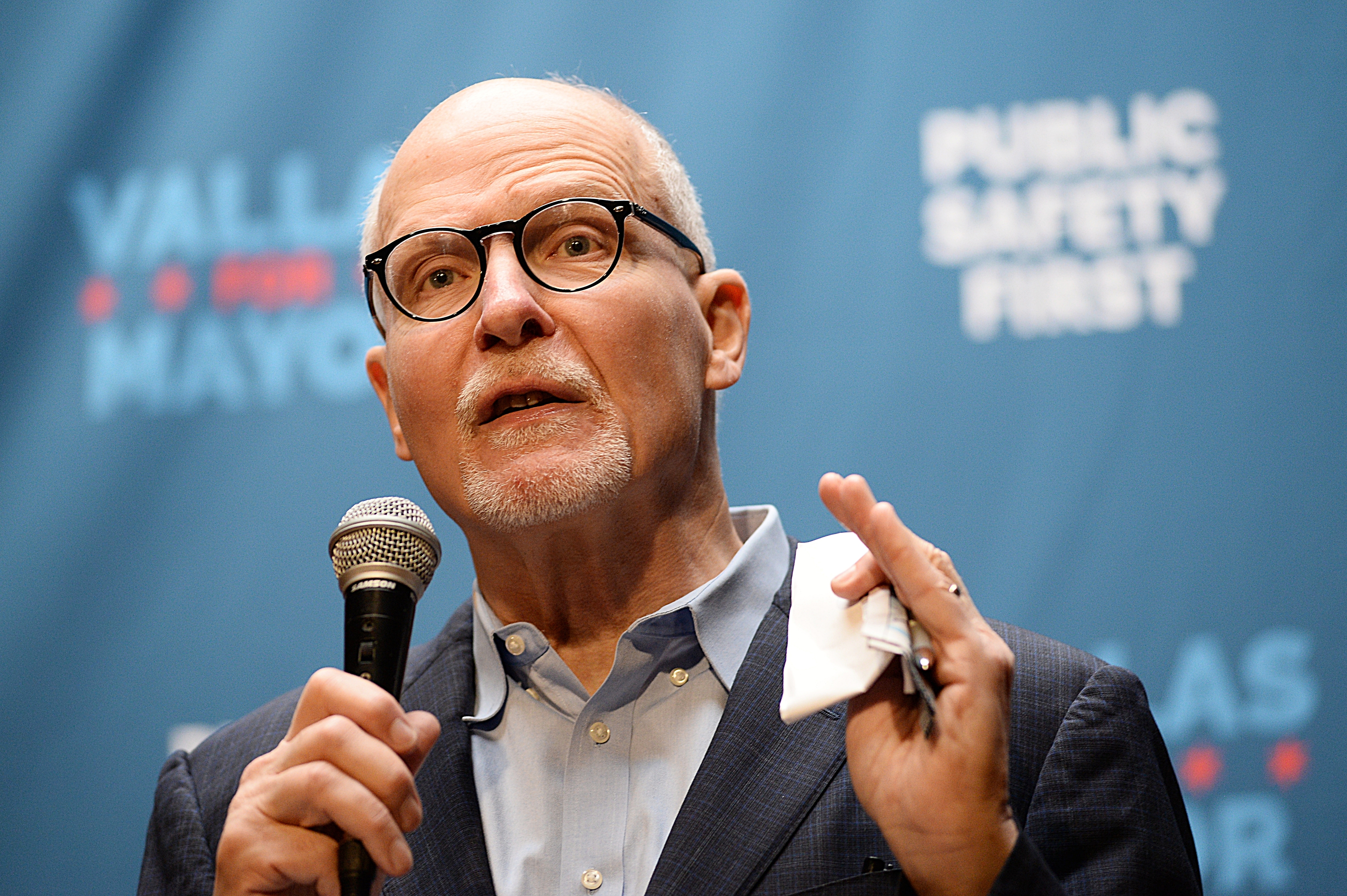 Chicago mayoral candidate Paul Vallas speaks to supporters on April 1, 2023. (Jacek Boczarski/Anadolu Agency via Getty Images)
