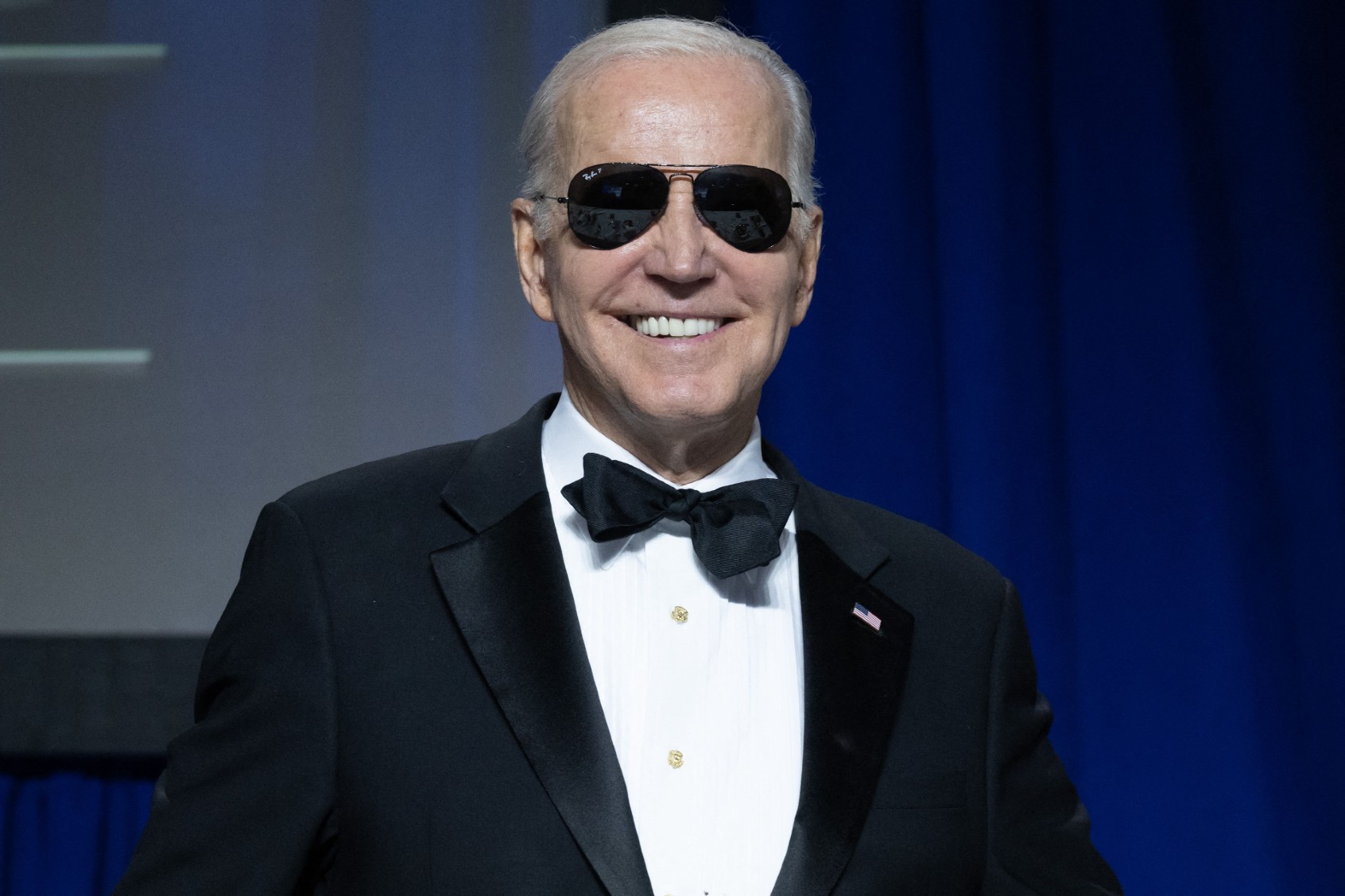 US President Joe Biden smiles during the White House Correspondents' Association dinner at the Washington Hilton in Washington, DC, April 29, 2023. (SAUL LOEB/AFP via Getty Images)