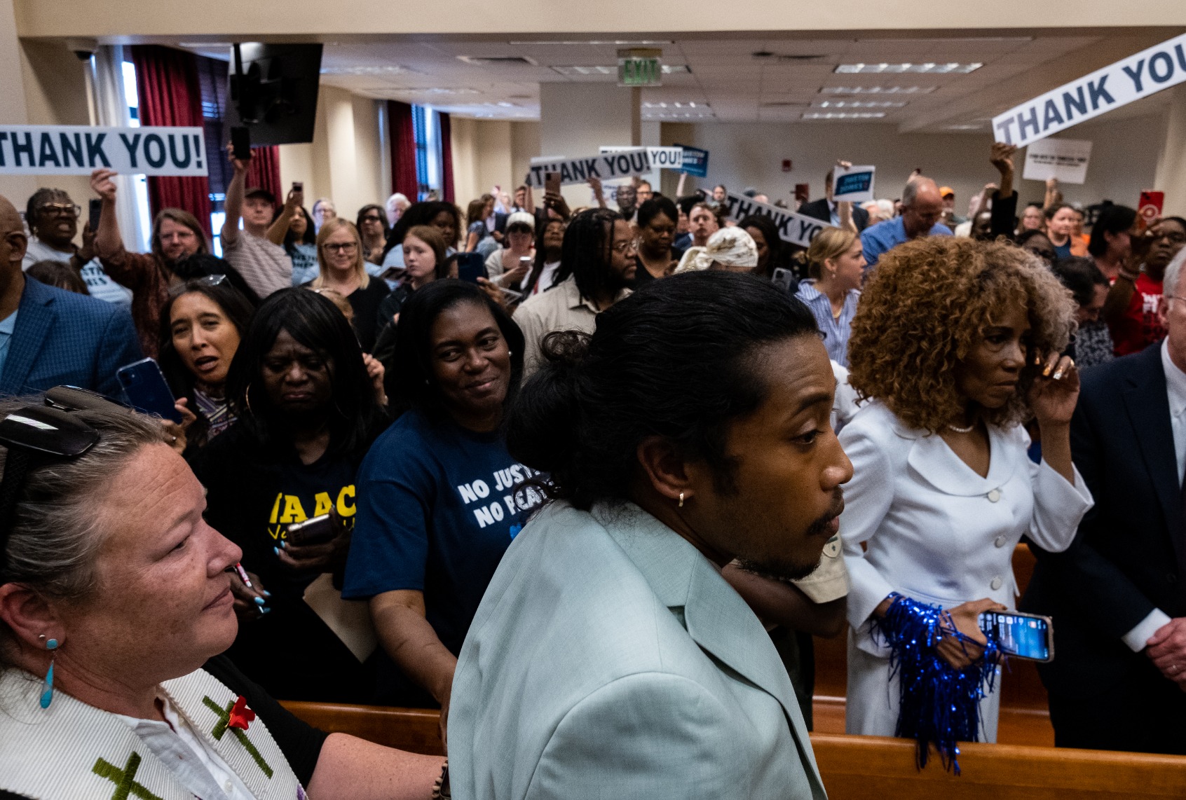 State Rep. Justin Jones of Nashville leaves municipal court after being reinstated to his seat on April 10, 2023 in Nashville, Tennessee. (Seth Herald/Getty Images)