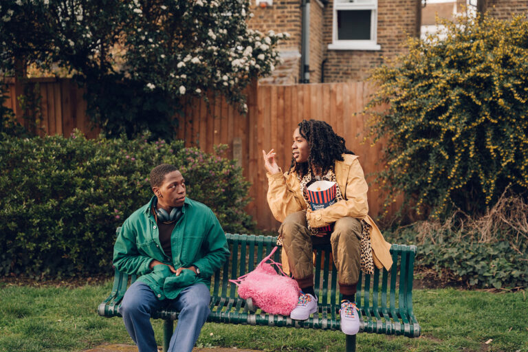Dom (David Jonsson) and Yas (Vivian Oprah) in "Rye Lane" (Chris Harris/Searchlight Pictures)