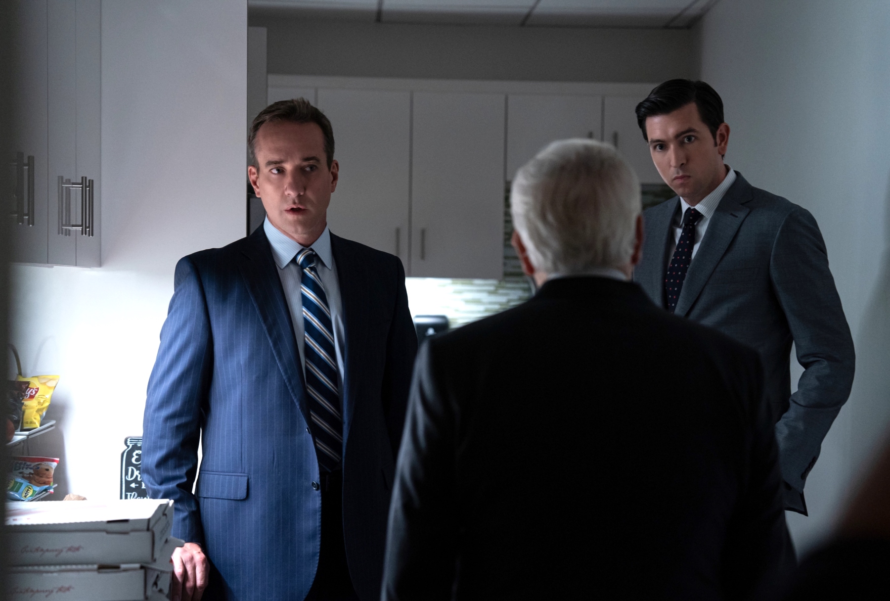 Brian Cox speaks to Matthew Macfadyen and Nicholas Braun in "Succession" (Macall B. Polay/HBO)