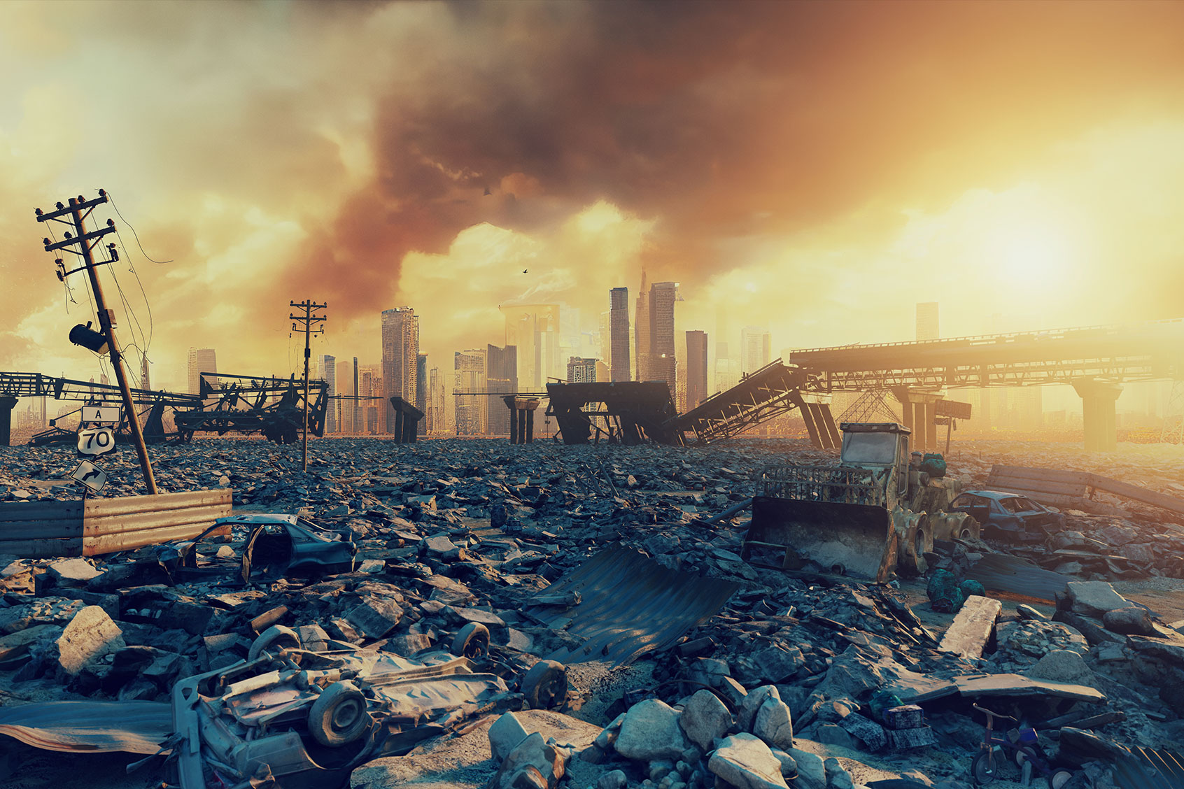 Ruins of a city, apocalyptic landscape (Getty Images/vicnt)