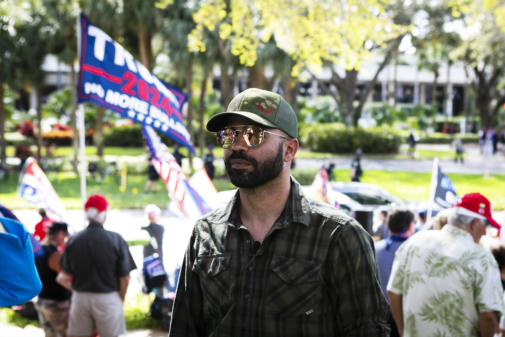 Enrique Tarrio, leader of the Proud Boys is seen outside the Hyatt Regency Hotel during Conservative Political Action Conference, in Orlando, Florida, United States on February 28, 2021. (Eva Marie Uzcategui Trinkl/Anadolu Agency via Getty Images)