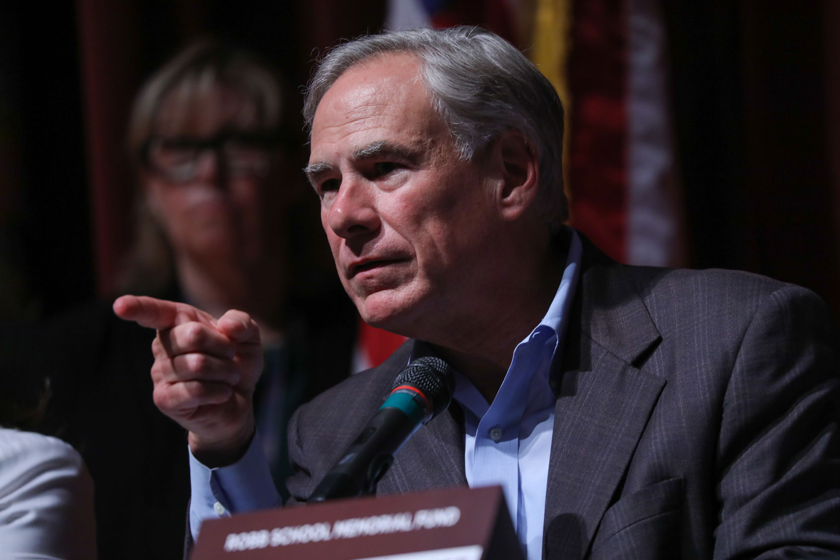 Texas Governor Greg Abbott speaks during a press conference about the mass shooting at Uvalde High School on May 27, 2022 in Uvalde, Texas. (Yasin Ozturk/Anadolu Agency via Getty Images)