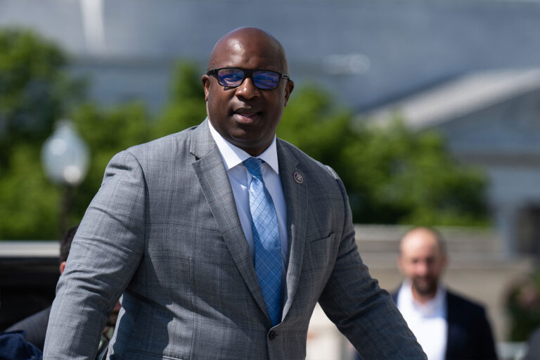 Rep. Jamaal Bowman, D-N.Y., walks up the House steps of the Capitol on Thursday, May 18, 2023. (Bill Clark/CQ-Roll Call, Inc via Getty Images)