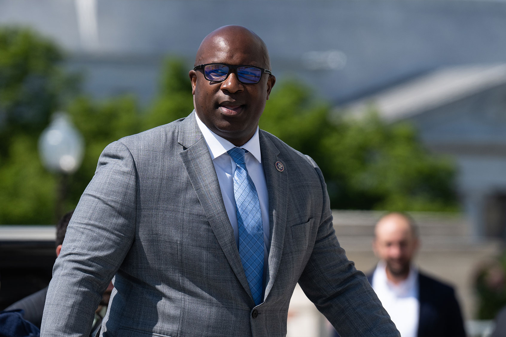 Rep. Jamaal Bowman, D-N.Y., walks up the House steps of the Capitol on Thursday, May 18, 2023. (Bill Clark/CQ-Roll Call, Inc via Getty Images)