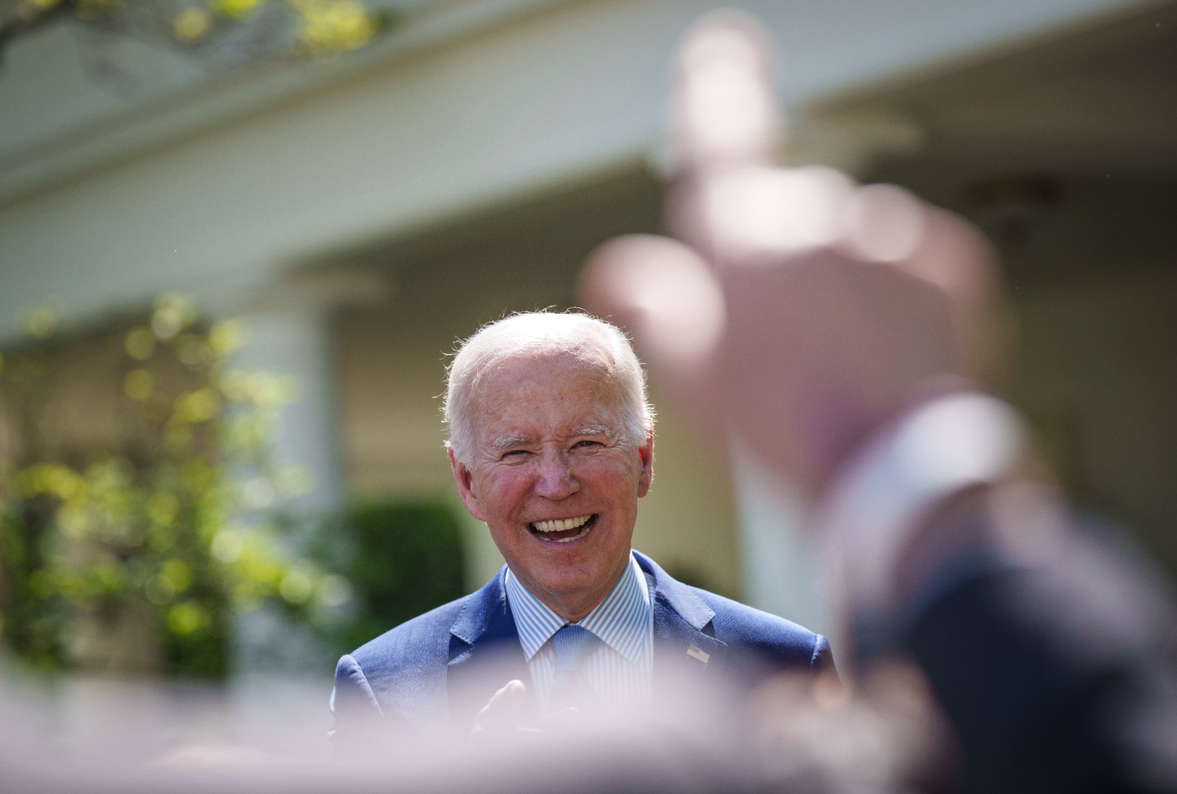 resident Joe Biden reacts in the Rose Garden of the White House April 21, 2023 in Washington, DC. (Drew Angerer/Getty Images)