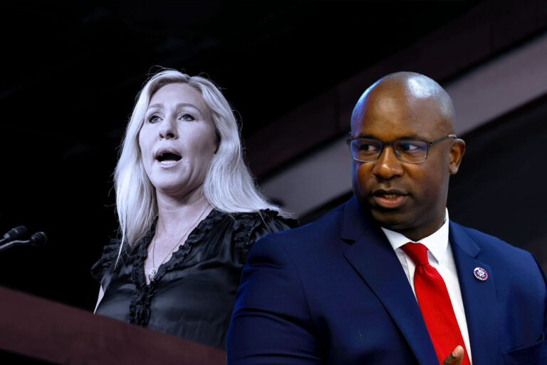 Marjorie Taylor Greene and Jamaal Bowman (Photo illustration by Salon/Getty Images)