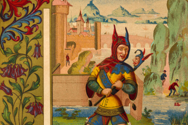 Jester - portrait of a medieval court fool, 15th century (Print by R. Kellerhoven/Culture Club/Getty Images)