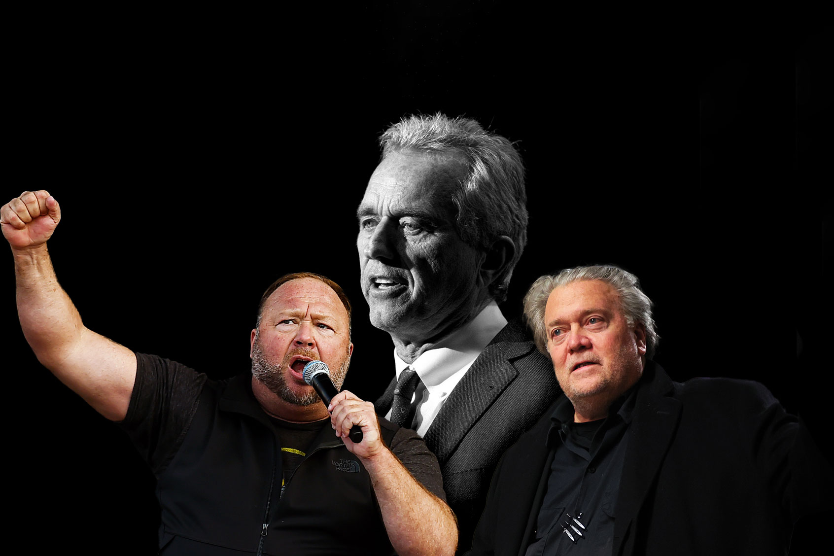 Robert F. Kennedy Jr., Alex Jones and Steve Bannon (Photo illustration by Salon/Getty Images)