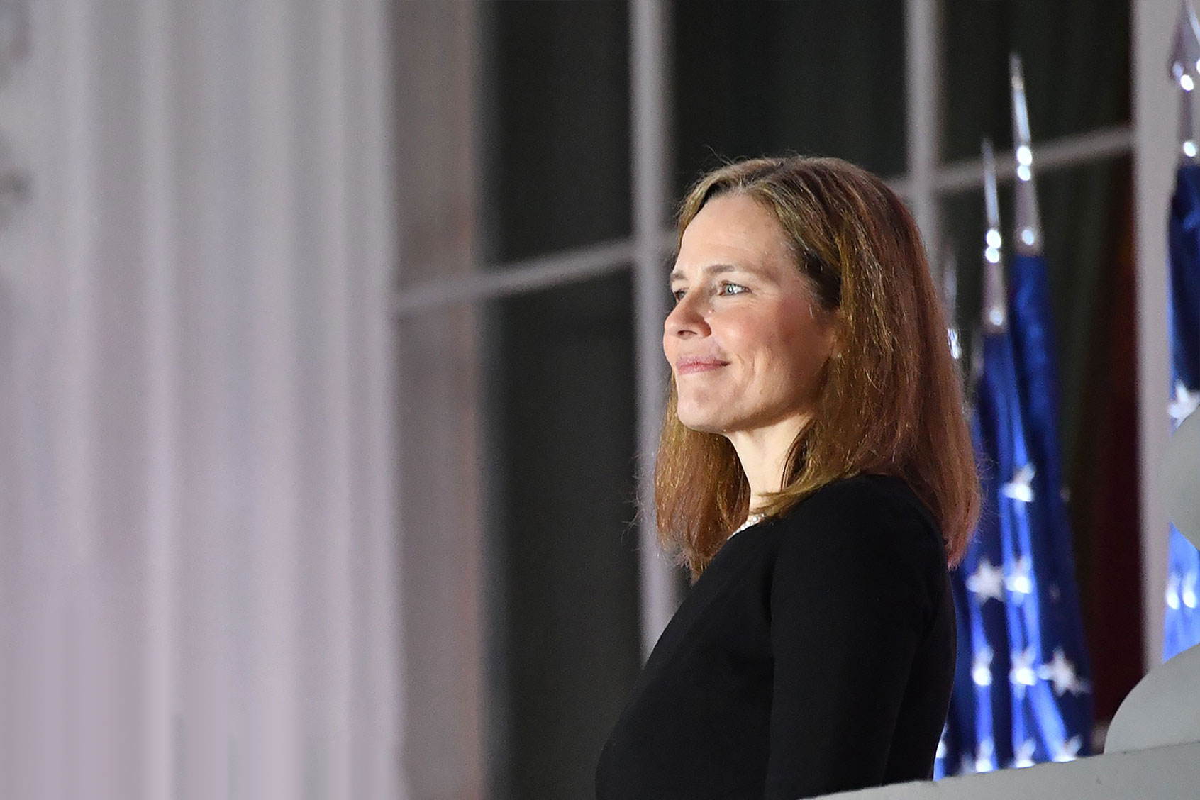 Judge Amy Coney Barrett after she was sworn in as a US Supreme Court Associate Justice during a ceremony on the South Lawn of the White House October 26, 2020, in Washington, DC. (NICHOLAS KAMM/AFP via Getty Images)