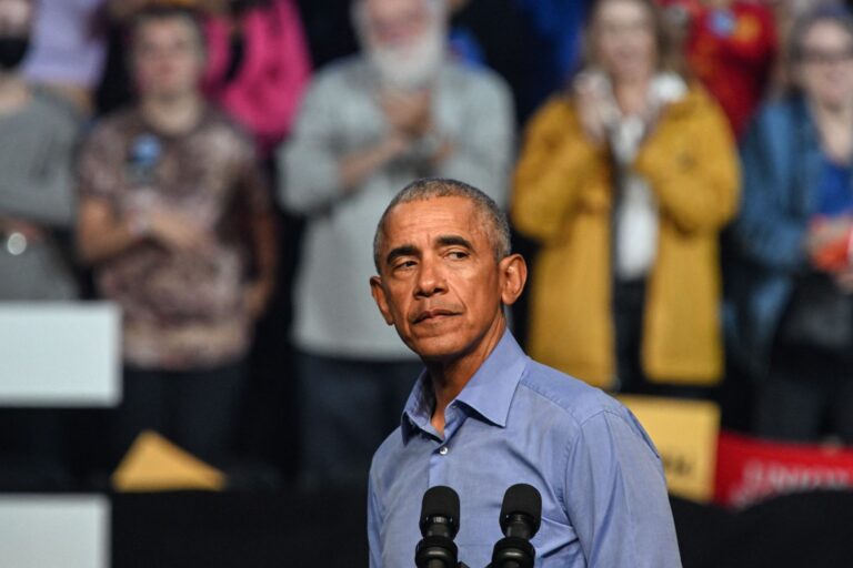 Former U.S. President Barack Obama participates in a rally in support of Democratic U.S. Senate candidate John Fetterman in Philadelphia, Pennsylvania, on November 5, 2022. (ED JONES/AFP via Getty Images)