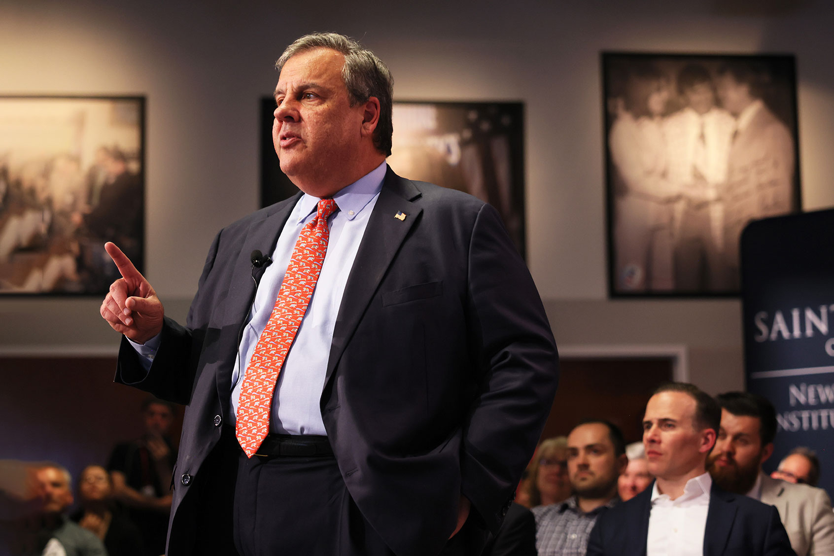Former New Jersey Gov. Chris Christie speaks at a town-hall-style event at the New Hampshire Institute of Politics at Saint Anselm College on June 06, 2023 in Manchester, New Hampshire. (Michael M. Santiago/Getty Images)