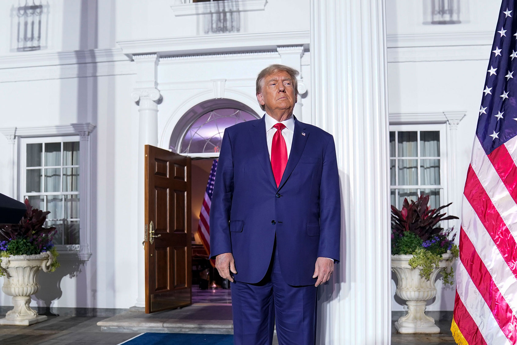 Former president Donald Trump arrives for an event at Trump National Golf Club in Bedminster, N.J. on Tuesday, June 13, 2023, following a first court appearance at Wilkie D. Ferguson Jr. U.S. Courthouse, in Miami, FL. (Jabin Botsford/The Washington Post via Getty Images)