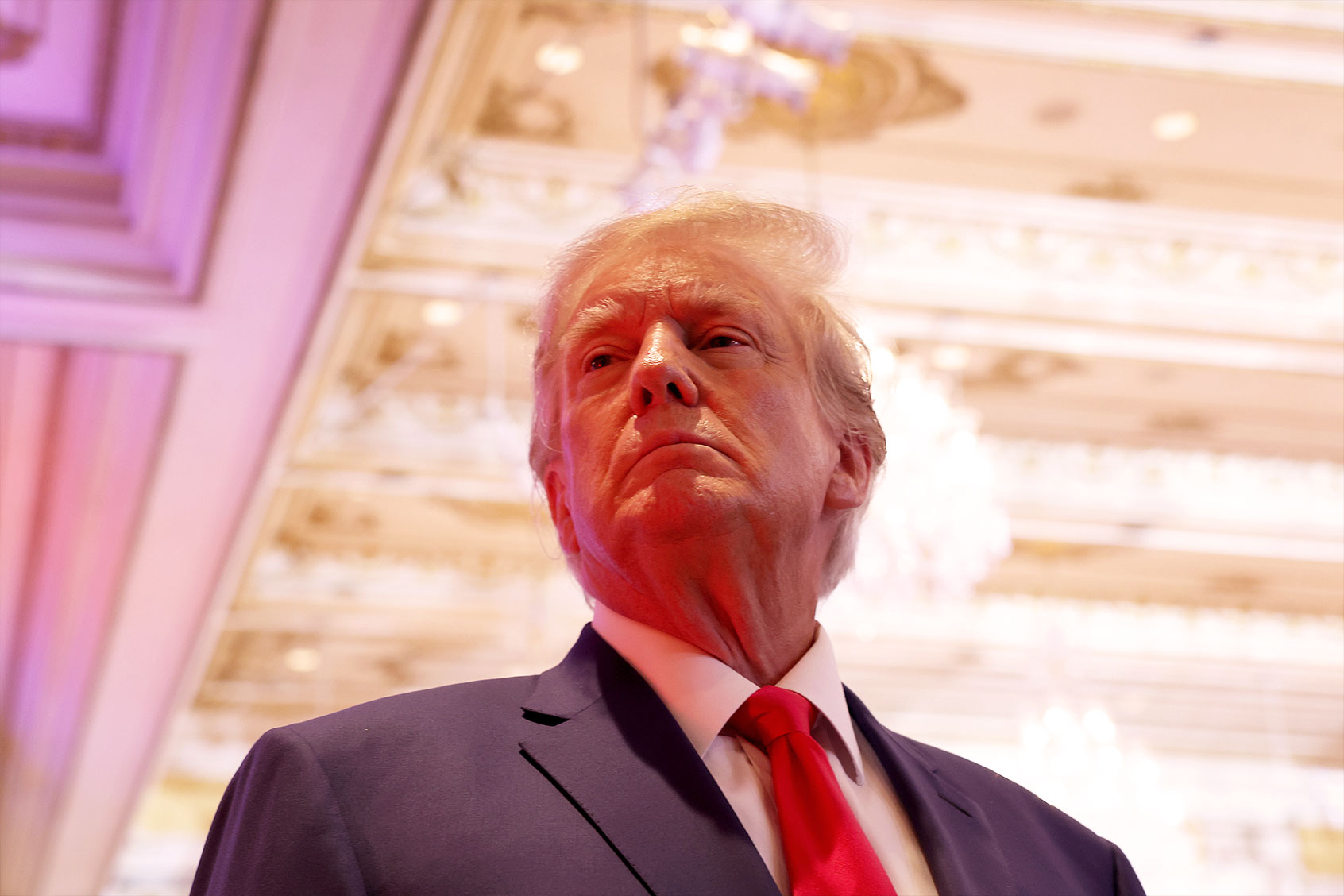 Former U.S. President Donald Trump speaks to the media during an election night event at Mar-a-Lago on November 08, 2022 in Palm Beach, Florida. (Joe Raedle/Getty Images)