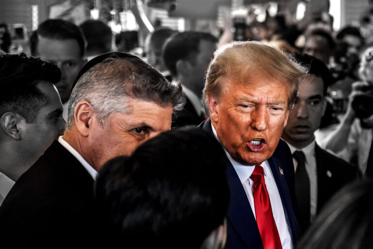 Former U.S. President Donald Trump visits the Versailles restaurant in the Little Havana neighborhood after being arraigned at the Wilkie D. Ferguson Jr. United States Federal Courthouse on June 13, 2023 in Miami, Florida. (Stephanie Keith/Getty Images)