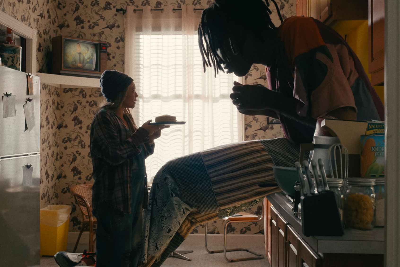 Carmen Ejogo (Lafrancine) and Jharrel Jerome (Cootie) in "I'm a Virgo" (Amazon Studios)