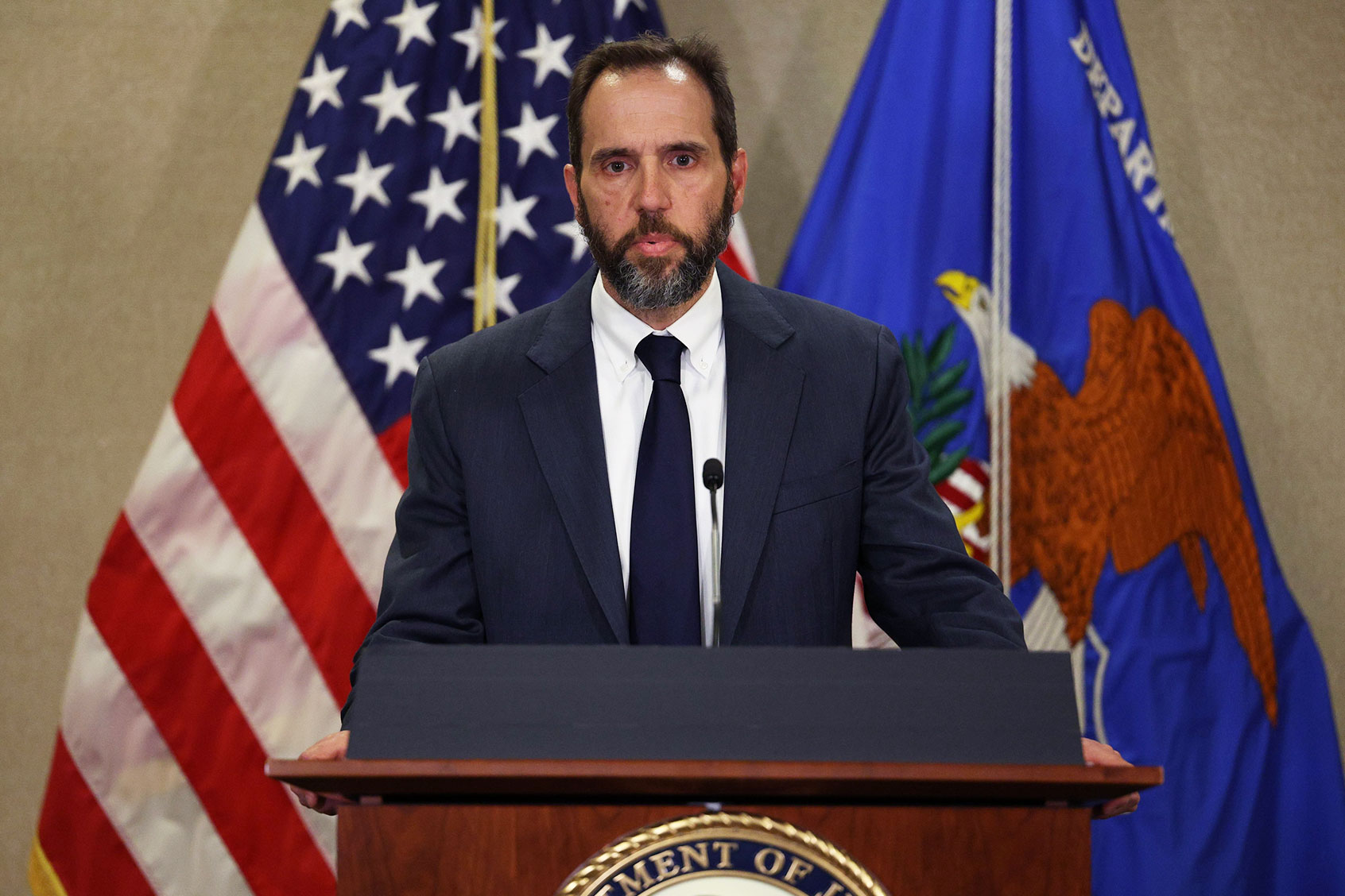 Special Counsel Jack Smith makes a statement from the Special Counsel office in Washington on Thursday, June 9, 2023. (Tom Brenner for The Washington Post via Getty Images)