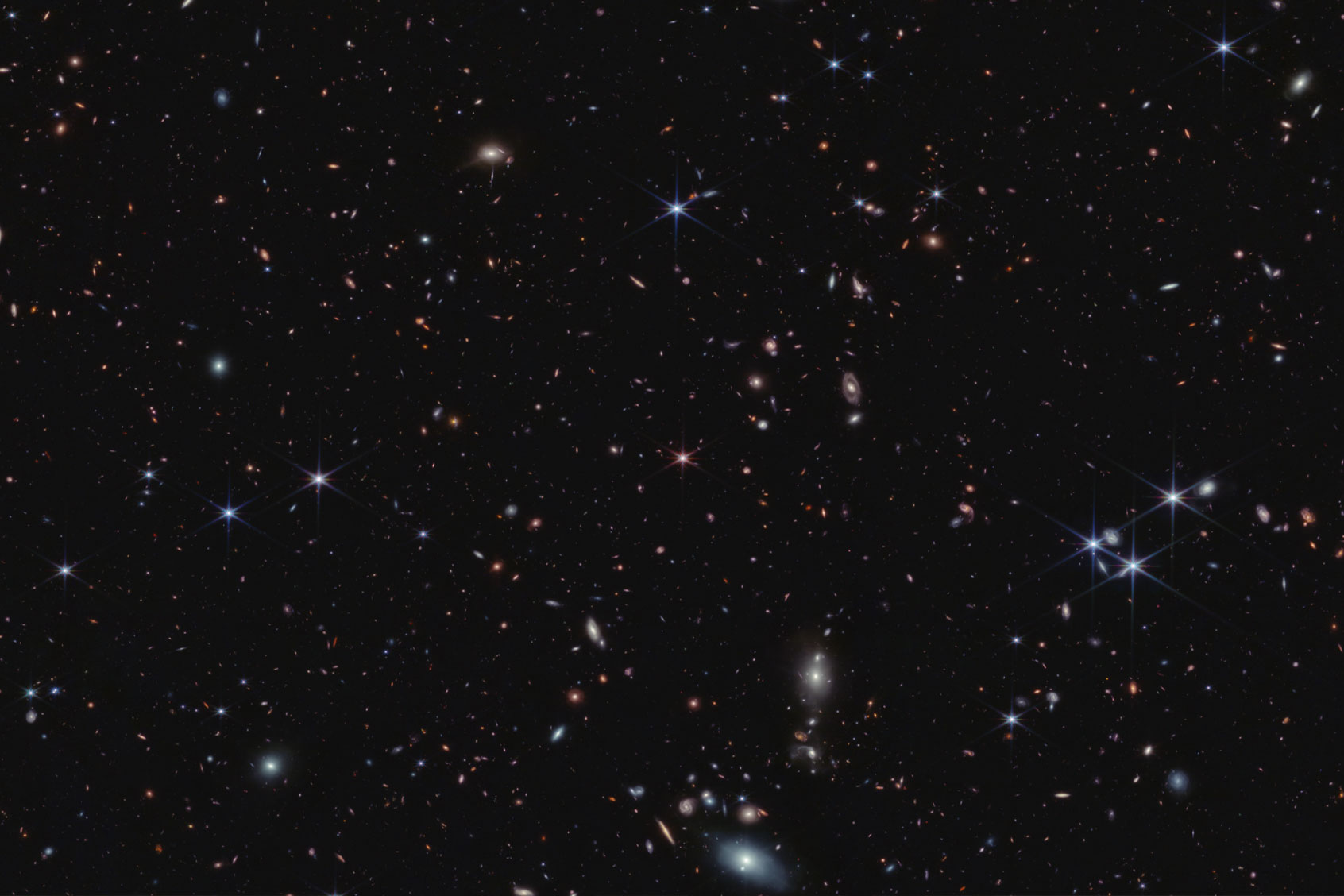 Quasar SDSS J0100+2802, EIGER (Emission-line galaxies and Intergalactic Gas in the Epoch of Reionization) Survey (NASA, ESA, CSA, Simon Lilly (ETH Zürich), Daichi Kashino (Nagoya University), Jorryt Matthee (ETH Zürich), Christina Eilers (MIT), Rob Simcoe (MIT), Rongmon Bordoloi (NCSU), Ruari Mackenzie (ETH Zürich); Image Processing: Alyssa Pagan (STScI) Ruari Macken)