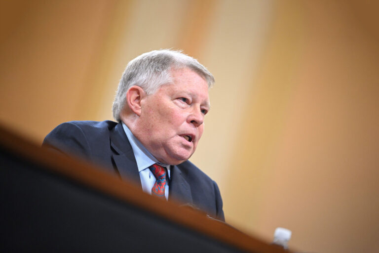 Retired judge and and informal advisor to Vice President Mike Pence, J. Michael Luttig, testifies during the third hearing of the US House Select Committee to Investigate the January 6 Attack on the US Capitol, on Capitol Hill in Washington, DC, on June 16, 2022. (MANDEL NGAN/AFP via Getty Images)