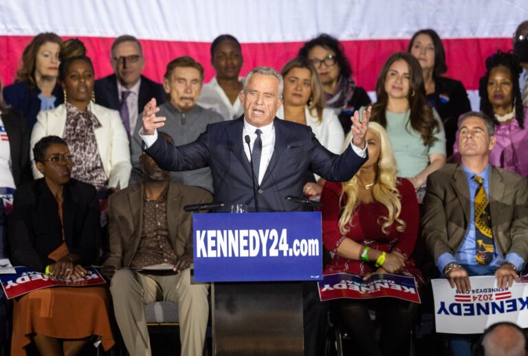 Robert F. Kennedy Jr. officially announces his candidacy for President on April 19, 2023 in Boston, Massachusetts. ( Scott Eisen/Getty Images)