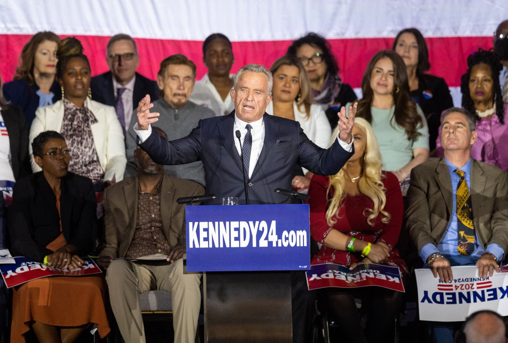 Robert F. Kennedy Jr. officially announces his candidacy for President on April 19, 2023 in Boston, Massachusetts. ( Scott Eisen/Getty Images)