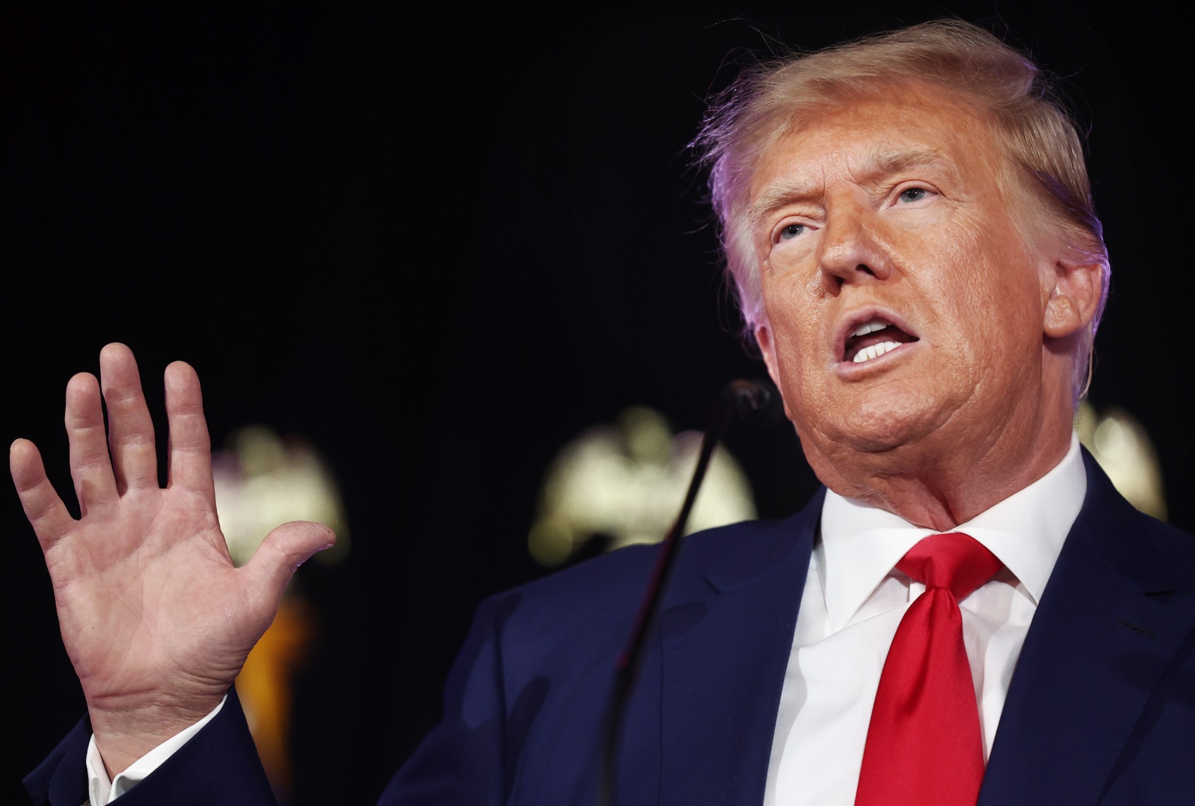 Former President Donald Trump delivers remarks at a Nevada Republican volunteer recruiting event on July 8, 2023 in Las Vegas, Nevada. (Mario Tama/Getty Images)