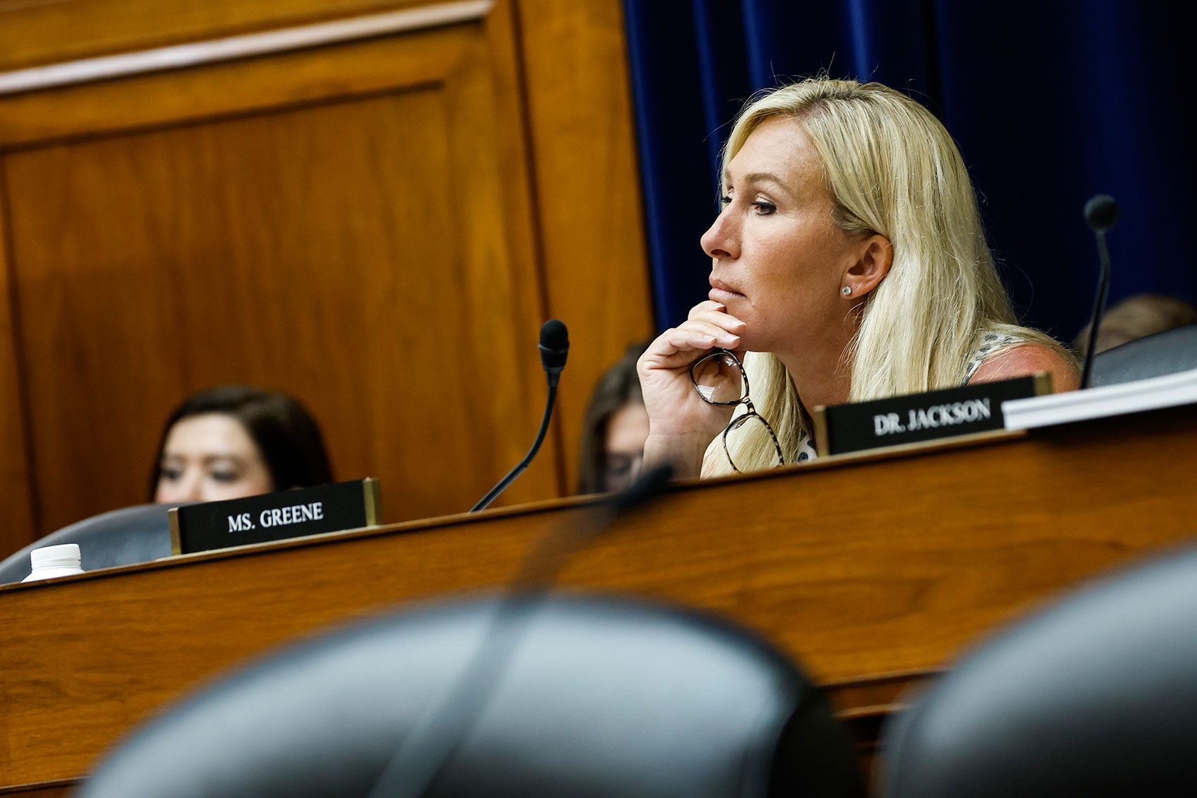 Rep. Marjorie Taylor Greene (R-GA) speaks at a hearing with the Select Subcommittee on the Coronavirus Pandemic on Capitol Hill on July 11, 2023 in Washington, DC. (Anna Moneymaker/Getty Images)