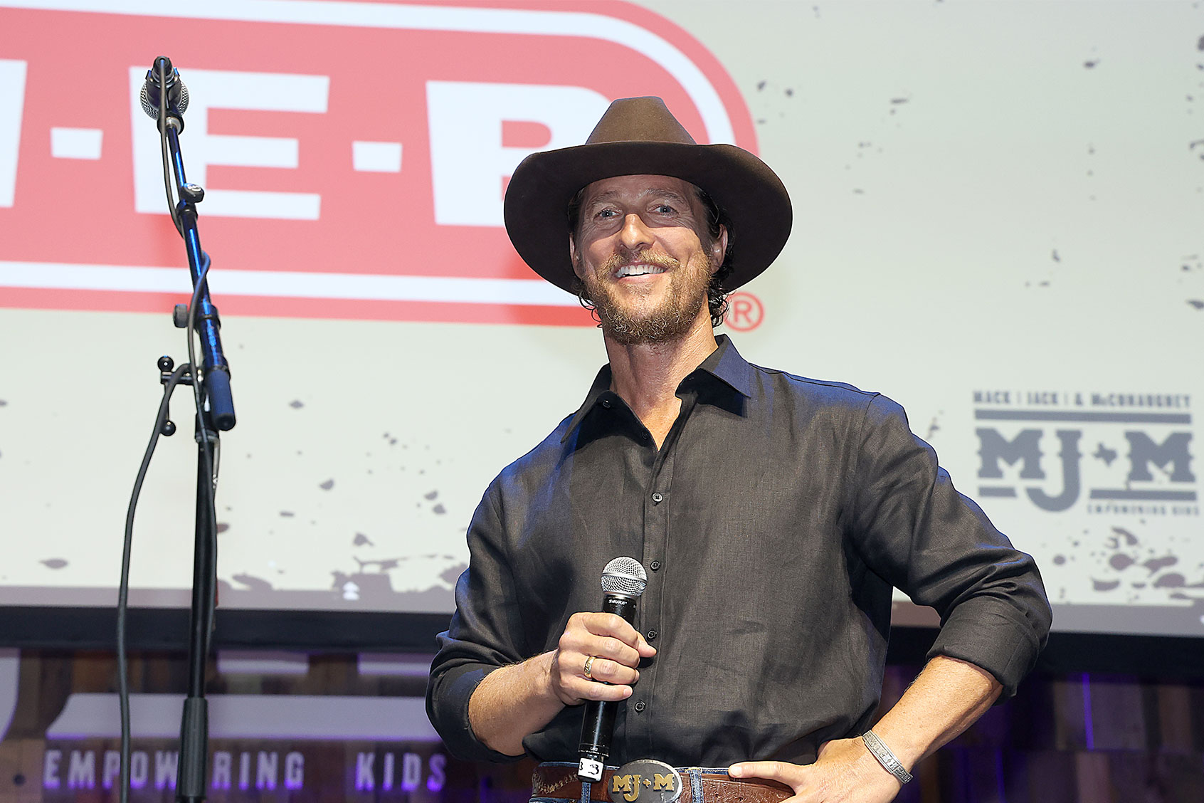 Matthew McConaughey speaks during the 2023 Mack, Jack & McConaughey - Jack Ingram & Friends concert at ACL Live on April 28, 2023 in Austin, Texas. (Gary Miller/WireImage/Getty Images)