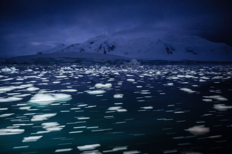 Melting icebergs are seen on Horseshoe Island as Turkish scientists conduct fieldwork on Horseshoe Island within 7th National Antarctic Science Expedition under the coordination of the Scientific and Technological Research Council of Turkiye (TUBITAK) MAM Polar Research Institute with the joint responsibilities of the Turkish Presidency and Turkish Ministry of Industry and Technology in Antarctica, on February 26, 2023. (Sebnem Coskun/Anadolu Agency via Getty Images)