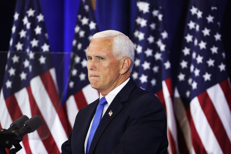 Former Vice President Mike Pence speaks to supporters as he formally announces his intention to seek the Republican nomination for president on June 07, 2023 in Ankeny, Iowa. (Scott Olson/Getty Images)
