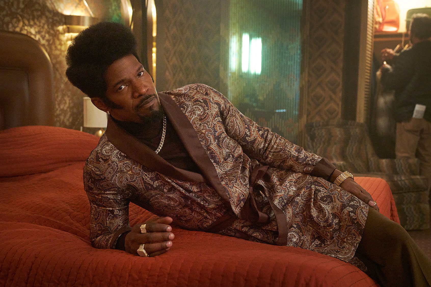 Jamie Foxx (Producer) as Slick Charles on the set of "They Cloned Tyrone" (Parrish Lewis/Netflix)