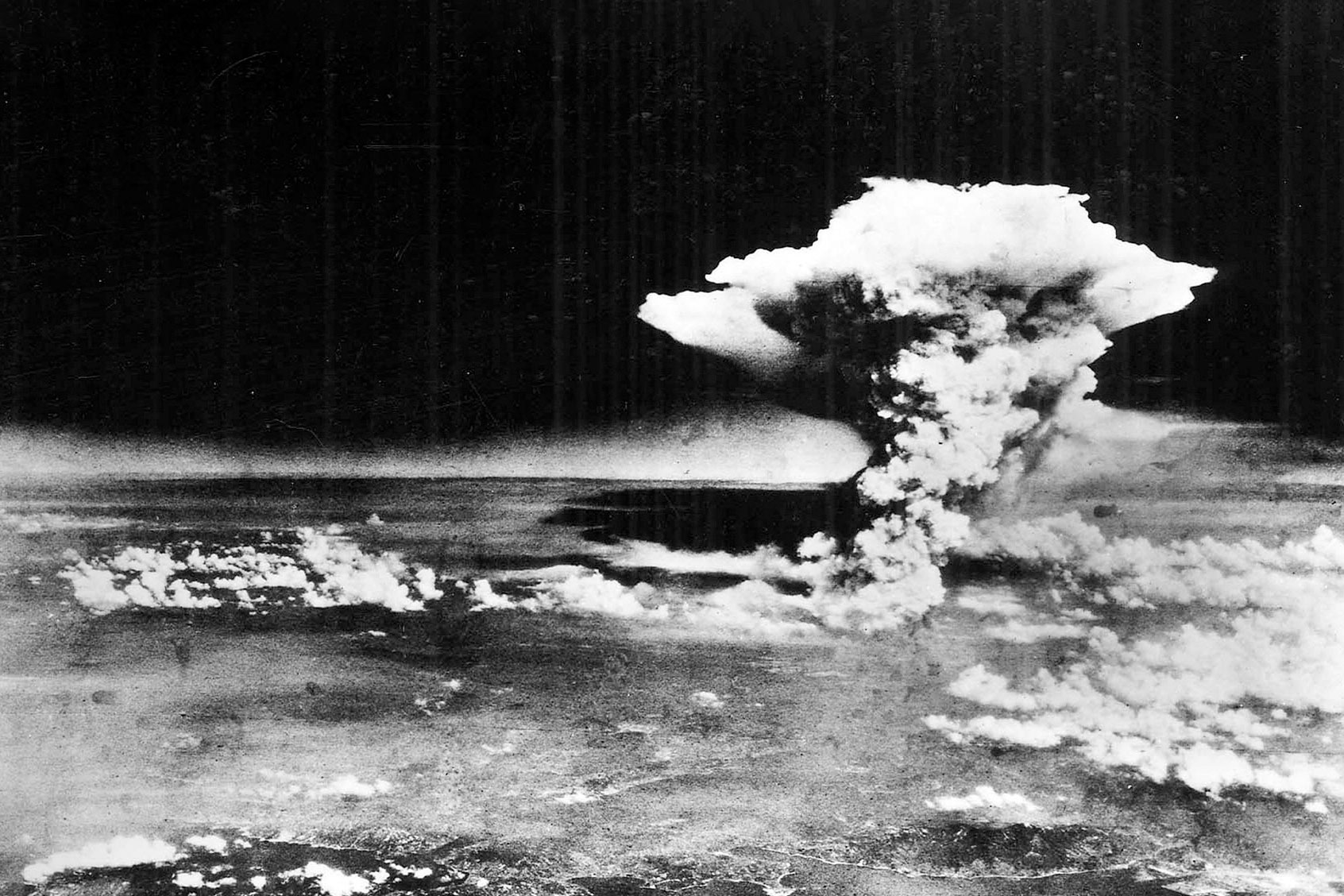 An aerial photograph of Hiroshima, Japan, shortly after the "Little Boy" atomic bomb was dropped. Dated 1945 (Universal History Archive/UIG via Getty images)
