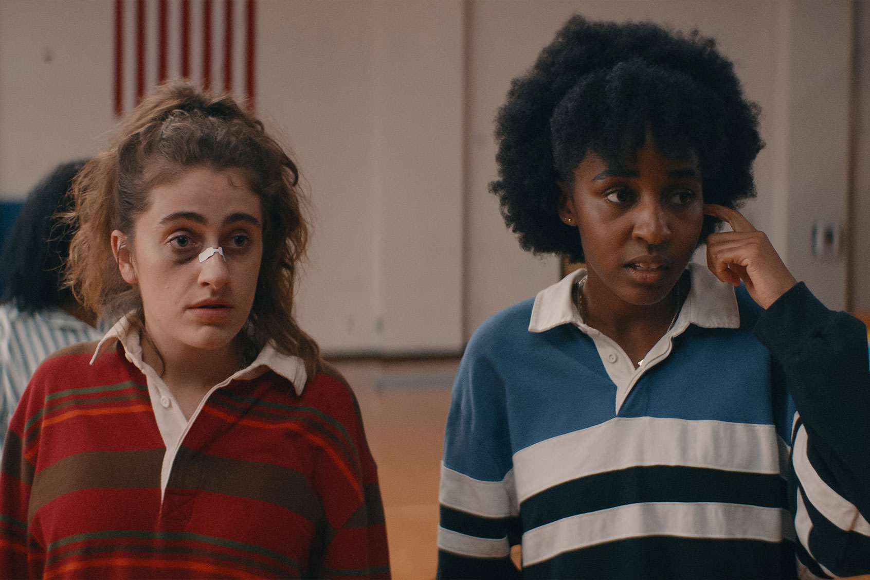 Rachel Sennott stars as PJ and Ayo Edebiri as Josie in "Bottoms" (Orion Pictures)