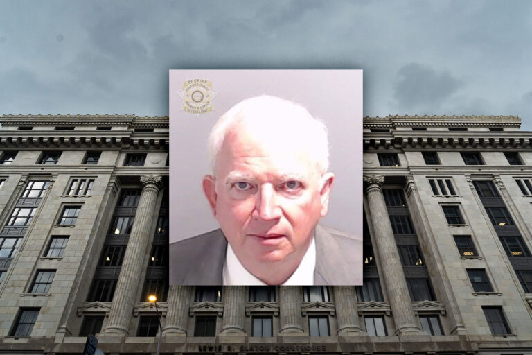 John Eastman, former lawyer to former U.S. President Donald Trump poses for his booking photo on August 22, 2023 in Atlanta, Georgia. (Photo illustration by Salon/Getty Images)